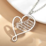 Personalized Hug and Love Heart Necklace with 1-8 Names Birthday Mother’s Day Gift for Mom Grandma