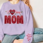 Personalizado colorido bordado de lentejuelas amor camiseta sudadera con nombres de cumpleaños Día de la Madre de regalo para la abuela mamá