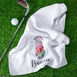 Personalized Colourful Golfing Clubs Golf Waffle Towel Absorb Sweat with Hanging Clip Name Birthday Gift for Golf Lovers