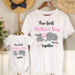 Personalized First Mother's Day Together 100% Cotton T-shirt with Names Mother's Day Gift for New Mom