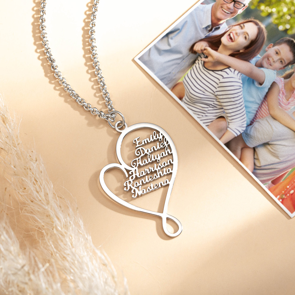 Custom Engraved Mom Hug Necklace with Children Names Gifts