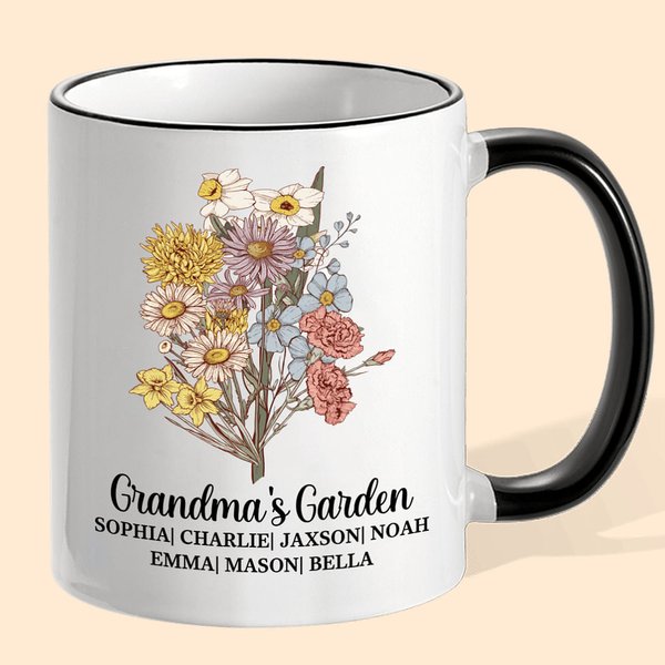 Mug Personnalisé avec Nom et Fleur de Naissance Cadeau Anniversaire Fête pour Femme