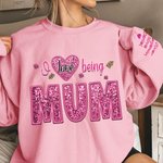 Personalizado colorido bordado de lentejuelas amor camiseta sudadera con nombres de cumpleaños Día de la Madre de regalo para la abuela mamá
