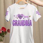 Personalizado colorido bordado de lentejuelas amor camiseta sudadera con nombres de cumpleaños Día de la Madre de regalo para la abuela mamá