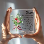 Gepersonaliseerd Geboortebloem Boeket Vierkant Acryl Blok met Naam en Wensbericht Verjaardagscadeau voor Beste Vriendin Mam Oma
