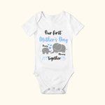 Personalized First Mother's Day Together Elephant 100% Cotton Baby Onesie with Names Mother's Day Gift for Newborn