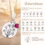Personalisierte Münze Halskette mit Blumenstrauß von Geburtslume und Geburtsstein Geschenk für Damen Mutter Oma Schwester Freundin