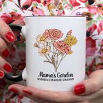 Mug Personnalisé avec Nom et Fleur de Naissance Cadeau Anniversaire Fête pour Femme