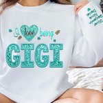 Personalizado colorido bordado de lentejuelas amor camiseta sudadera con nombres de cumpleaños Día de la Madre de regalo para la abuela mamá