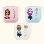 Personalized Cute Cartoon Women Girl Birth Flower Leather Jewelry Box with Name Portable Travel Accessory Birthday Mother's Day Gift for Her