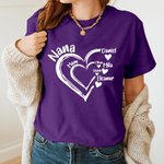 Personalized Heart Design T-shirt Sweatshirt with 1-19 Children's Names Mother's Day Birthday Gift for Mom Grandma