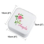 Personalisiertes Schmuck Kästchen mit Aquarell Geburtsblume und Namen Tragbar Reise-Schmuckasten Geschenk für Mädchen Mutter Damen Brautjungfer