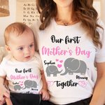 Personalized First Mother's Day Together 100% Cotton T-shirt with Names Mother's Day Gift for New Mom