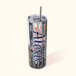 Personalised Retro 80s and 90s Cassette Music Tape 20oz Skinny Tumbler with Lid and Straw Birthday Gift for Rock Music Lover