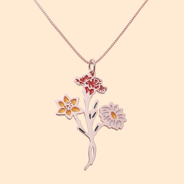 Gepersonaliseerde 1-7 email Geboorte Bloem Familie Boeket Hanger Halsketting Verjaardag Moederdag Cadeau voor Mama Oma