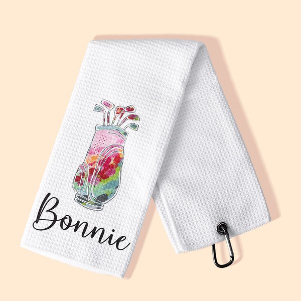 Colorful Golf Waffle Towel with Personalized Name