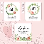 Personalized Best Mom Ever Floral Canvas Tote Bag with Name and Text Birthday Mother's Day Gift for Woman