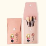 Personalised Cute Cartoon Women Girl Birth Flower Makeup Brush Bag Set with Name and 8 Pcs Makeup Brushes Birthday Mother's Day Gift for Her