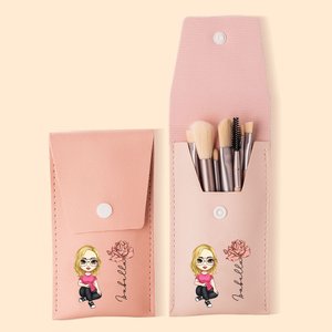 Set de Pinceaux de Maquillage Personnalisé avec Dessin de Femme Fleur de Naissance Nom Cadeau d'Anniversaire Fête des Mères pour Femme Fille