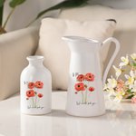Personalized Watercolor Poppy Flower Ceramic Vase Vintage Home Decoration Mother's Day Birthday Gift for Mom Grandma