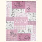Personalisierte Peter Rabbit Bunny Multicolor Patchwork-Decke mit Namen Ostern Geburtstag Geschenk für Kinder