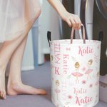 Panier à linge imperméable pour jouets personnalisé avec nom et poignée Cadeau d'anniversaire pour fille ballerine