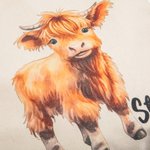 Personalized Highland Fluffy Cow Tote Bag with Name Canvas Shopper Bag Birthday Gift for Friend Family