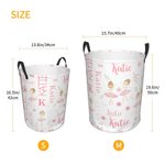 Panier à linge imperméable pour jouets personnalisé avec nom et poignée Cadeau d'anniversaire pour fille ballerine