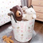 Panier à linge imperméable pour jouets personnalisé avec nom et poignée Cadeau d'anniversaire pour fille ballerine