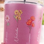 Personalized Watercolor Birth Flower 30oz Insulated Tumbler with Name and Love Grows Here Quote Birthday Gift for Mom Grandma