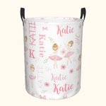 Panier à linge imperméable pour jouets personnalisé avec nom et poignée Cadeau d'anniversaire pour fille ballerine