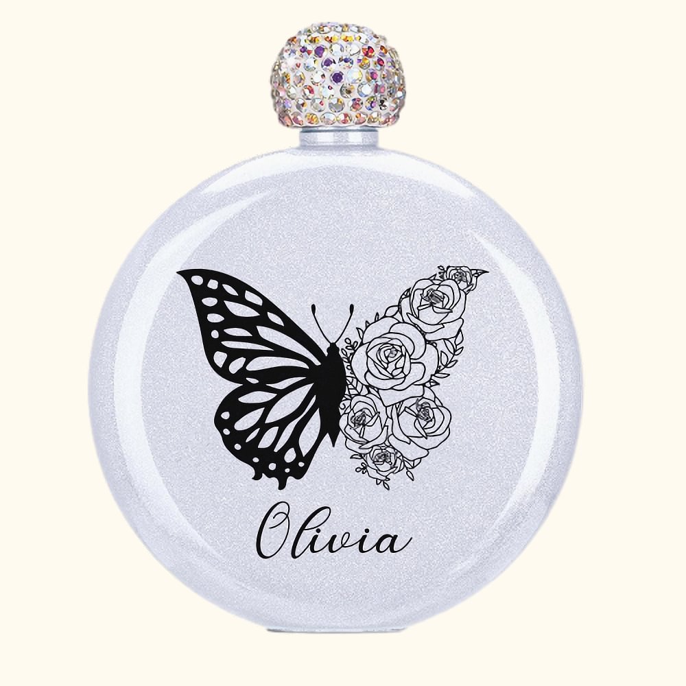 Flacon de 5oz avec nom et couvercle en strass Cadeau d'anniversaire de mariage Cadeau de fête des mères pour femmes