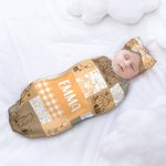 Personalized Cute Bear Name Swaddle Wrap with Bow Baby Shower Birthday Gift for New Born Baby