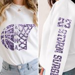 Gepersonaliseerd Imitatie Pailletten Half Basketbal & Half Hoepel T-shirt Sweatshirt Hoodie met Naam en Nummer Verjaardag Game Day Gift voor Basketbal