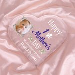 Personalised Happy 1st Mother's Day Transparent Acrylic Heart Plaque with Photo and Text Desk Decor Mother's Day Gift for Mom New Mother