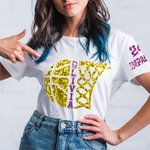 Gepersonaliseerd Imitatie Pailletten Half Basketbal & Half Hoepel T-shirt Sweatshirt Hoodie met Naam en Nummer Verjaardag Game Day Gift voor Basketbal