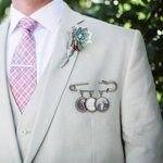 Personalized Memorial Photo Lapel Brooch Pin Bouquet Charm with Words Wedding Graduation Gift