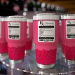 Henkilökohtainen vaaleanpunainen Recovery Kit RX Pill 30oz ruostumattomasta teräksestä valmistettu lasipullo, jossa on olki Nimi Bachelorette Party Favor Syntymäpäivä hänelle