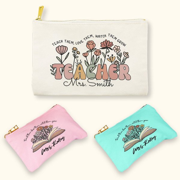 Trousse de maquillage personnalisée avec nom Cadeau d'appréciation pour professeur