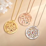 Personalized Family Tree Birthstone Necklace with Engraved Kid's Name Mother's Day Birthday Gift for Her