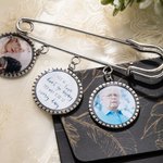 Personalized Memorial Photo Lapel Brooch Pin Bouquet Charm with Words Wedding Graduation Gift