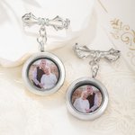 Personalised Photo Lapel Pin Bouquet Charm Memoriral Wedding Graduation Gift for Groom Bride Graduates