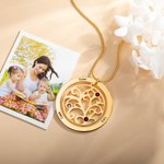 Personalized Family Tree Birthstone Necklace with Engraved Kid's Name Mother's Day Birthday Gift for Her