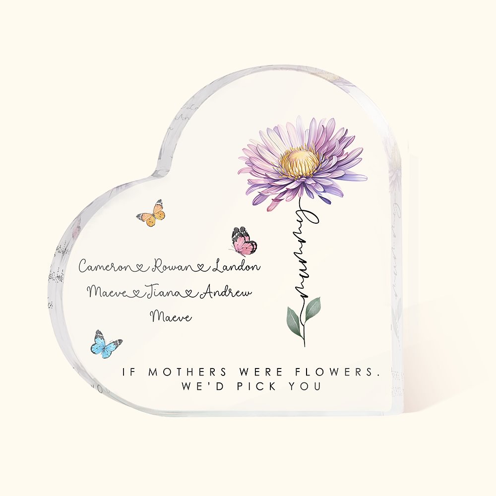 Plaque acrylique personnalisée Papillon Fleur de naissance avec nom Fête des mères Anniversaire Cadeau pour elle
