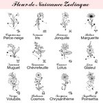 Portefeuille Simili Cuir Personnalisé avec Fleur de Naissance et Zodiaque Cadeau Anniversaire Fête des Mères pour Femme
