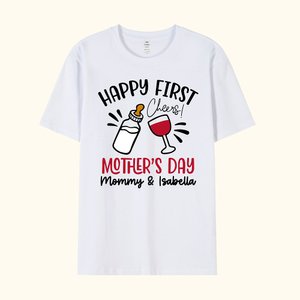 Personalised Cheers Happy First Mother’s Day 100% Cotton Adults T-shirt with Name Mother's Day Gift For Mom