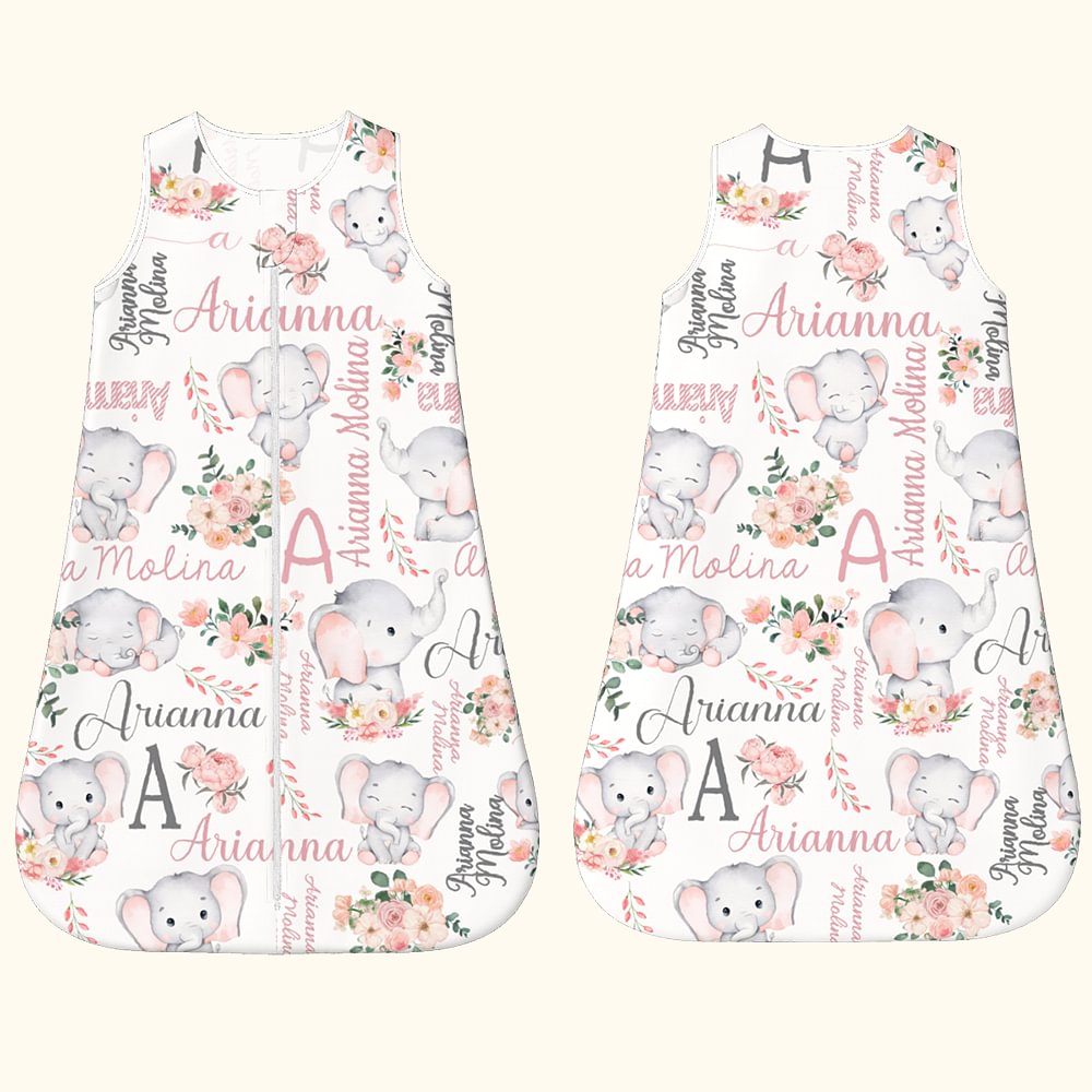 Sac de couchage sans manches à fermeture éclair pour bébé avec initiale et nom Cadeau de douche d'anniversaire pour nouveau-né