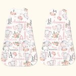 Gepersonaliseerde bloemige schattige olifant mouwloze slaapzak met rits met initiaal en naam verjaardagscadeau voor pasgeboren baby's