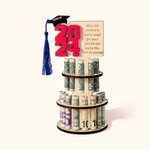 Personalized Wooden Layered Cake Money Holder with Text Graduation Cap and Tassel Graduation Gift for Graduates