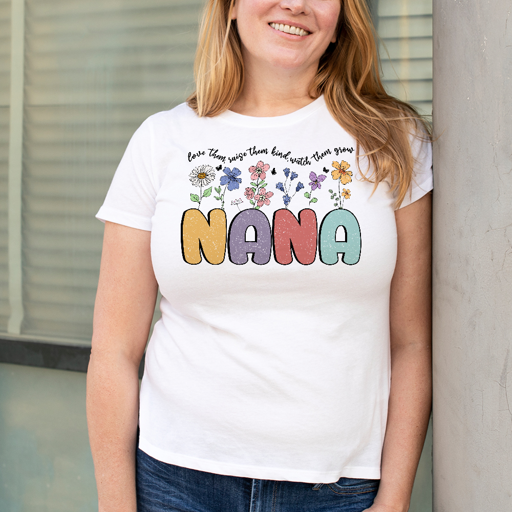 Personalized Watercolor Flower Title 100 Cotton Mama T Shirt With Text